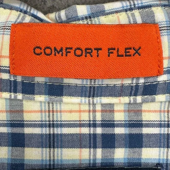 St Johns Bay Button Down Shirt Adult XL Blue Yellow Plaid Comfort Flex Mens NEW
